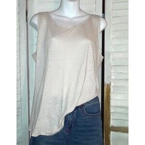 Eileen Fisher Women's Tank Top Size Large 100% Linen Lightweight Beige
